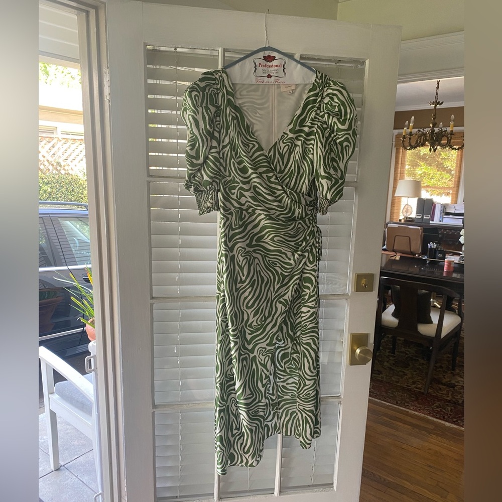 Cinq a sept 10 green and white zebra dress